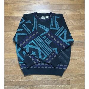 Vintage 90s K. Cosa by Gabrielle Leather Patches Color Block Sweater Men‎ XL
